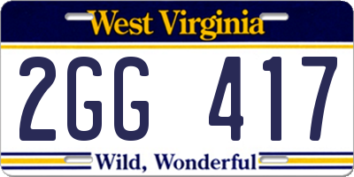 WV license plate 2GG417