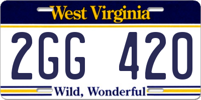 WV license plate 2GG420