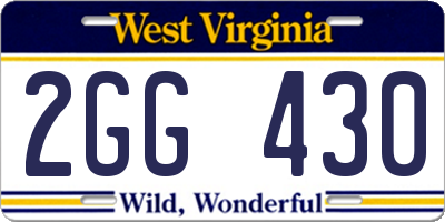 WV license plate 2GG430
