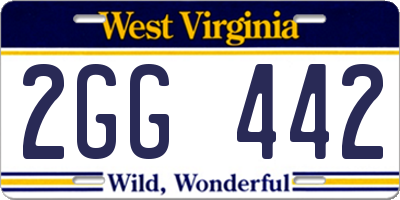 WV license plate 2GG442