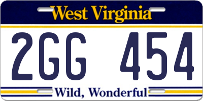 WV license plate 2GG454