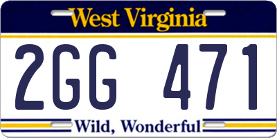 WV license plate 2GG471
