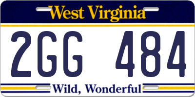 WV license plate 2GG484