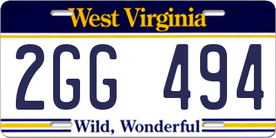 WV license plate 2GG494