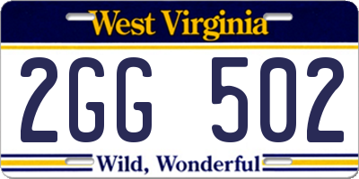 WV license plate 2GG502