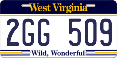 WV license plate 2GG509