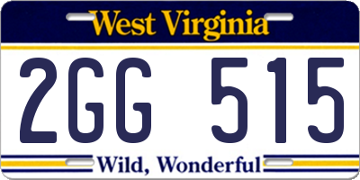 WV license plate 2GG515