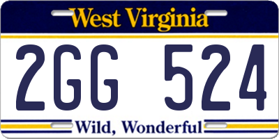 WV license plate 2GG524