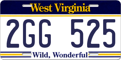 WV license plate 2GG525