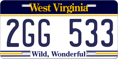 WV license plate 2GG533