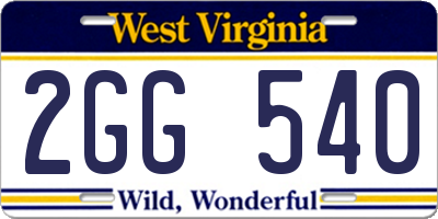 WV license plate 2GG540