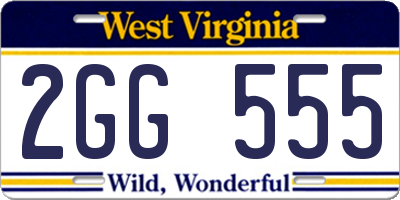 WV license plate 2GG555