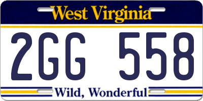 WV license plate 2GG558