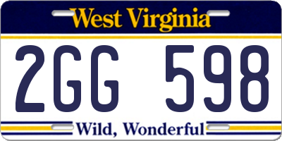 WV license plate 2GG598