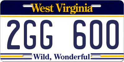WV license plate 2GG600