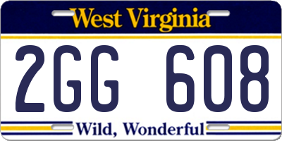 WV license plate 2GG608