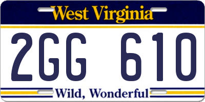 WV license plate 2GG610