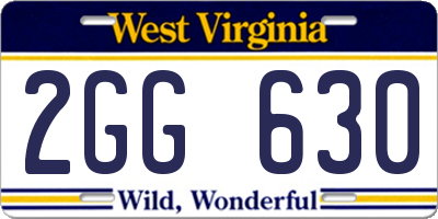 WV license plate 2GG630