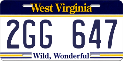 WV license plate 2GG647