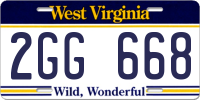 WV license plate 2GG668