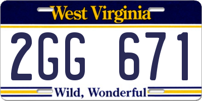 WV license plate 2GG671