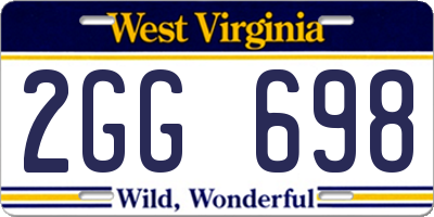 WV license plate 2GG698