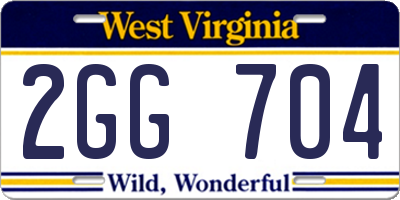 WV license plate 2GG704