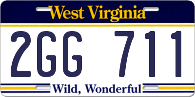 WV license plate 2GG711