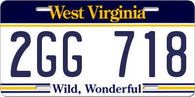 WV license plate 2GG718