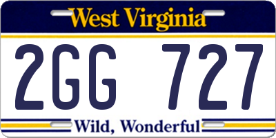WV license plate 2GG727