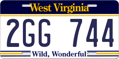WV license plate 2GG744