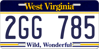 WV license plate 2GG785