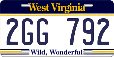 WV license plate 2GG792