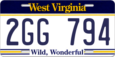 WV license plate 2GG794