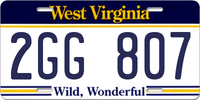 WV license plate 2GG807