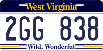 WV license plate 2GG838