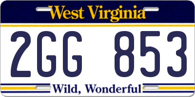 WV license plate 2GG853
