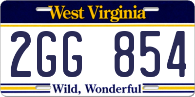 WV license plate 2GG854