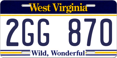 WV license plate 2GG870