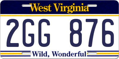 WV license plate 2GG876