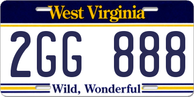 WV license plate 2GG888