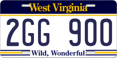 WV license plate 2GG900