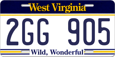 WV license plate 2GG905