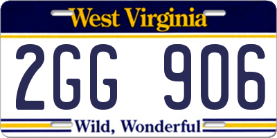 WV license plate 2GG906
