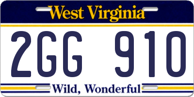 WV license plate 2GG910