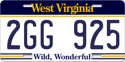 WV license plate 2GG925
