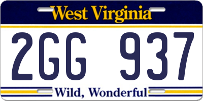 WV license plate 2GG937