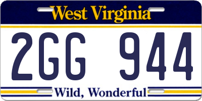 WV license plate 2GG944