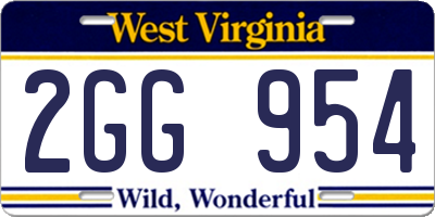 WV license plate 2GG954