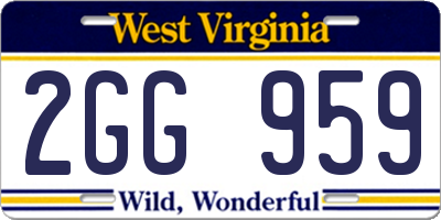 WV license plate 2GG959